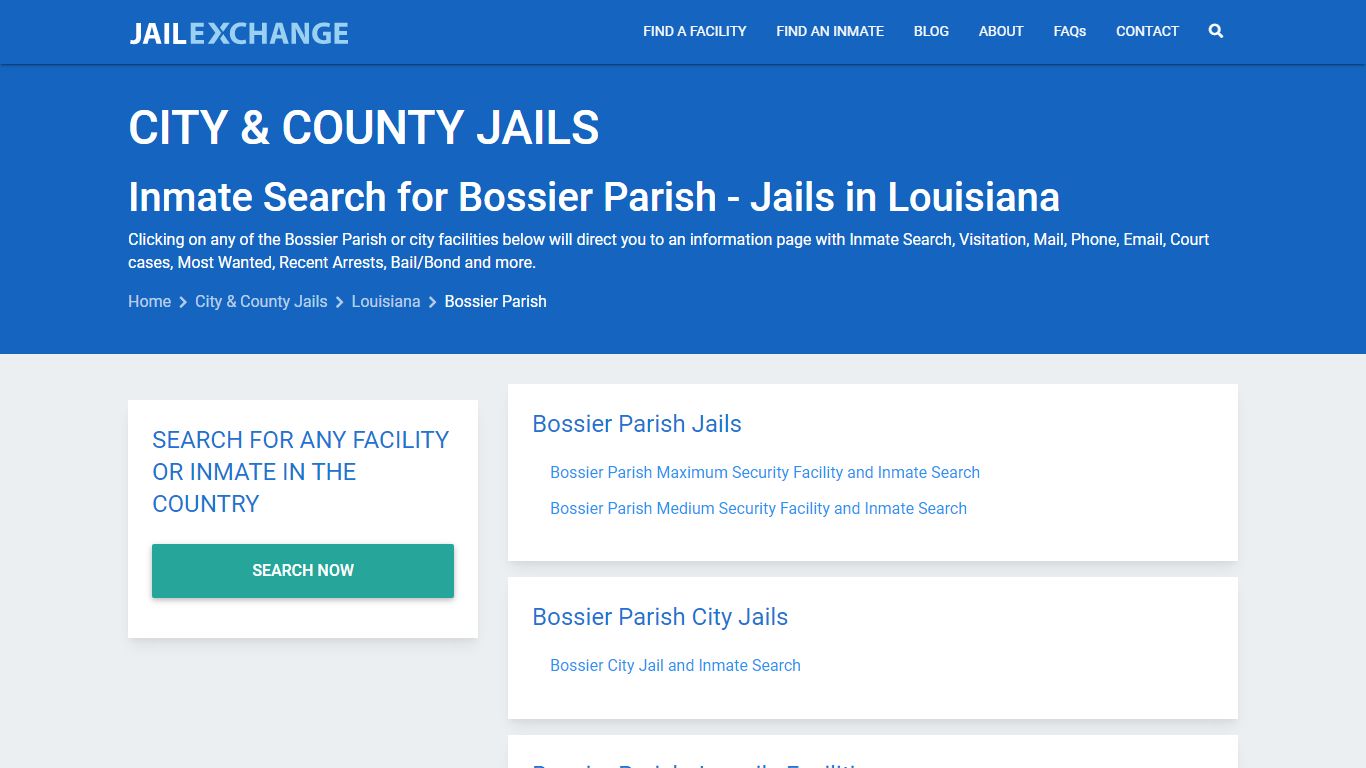 Inmate Search for Bossier Parish | Jails in Louisiana - Jail Exchange